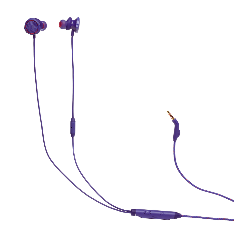 JBL Quantum 50 - Purple - Wired in-ear gaming headset with volume slider and mic mute - Hero